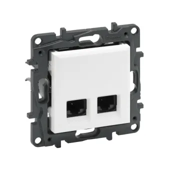Информационная розетка двойная Niloe Step 2хRJ45 Кат.5e UTP Белый new