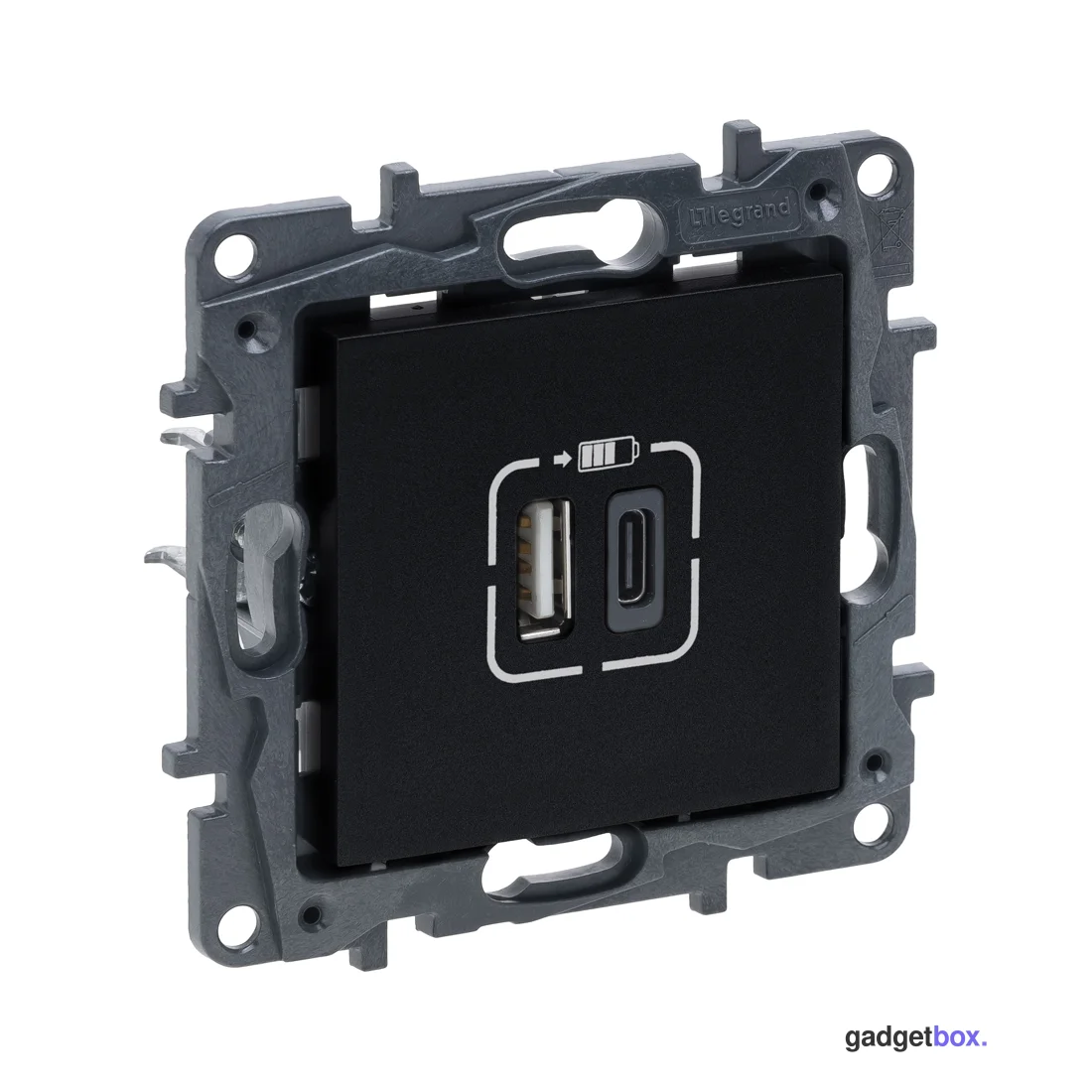 Розетка USB Niloe Step Тип А+C 12Вт+15Вт 5В Чёрный