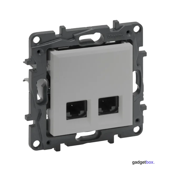 Информационная розетка двойная Niloe Step 2хRJ45 Кат.5e UTP Алюминий