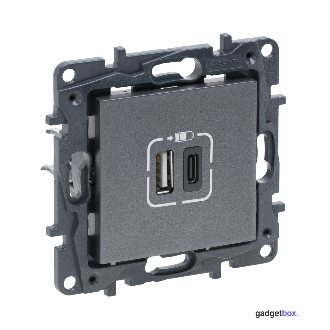 Розетка USB Niloe Step Тип А+C 12Вт+15Вт 5В Сталь