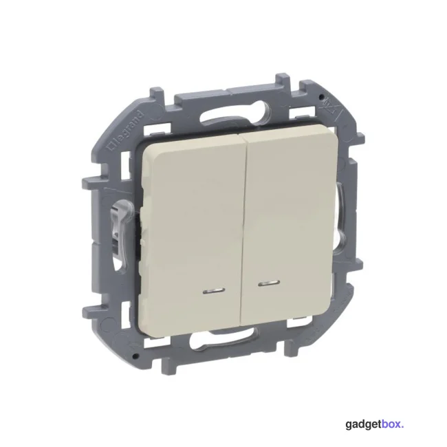 Выключатель двухклавишный с подсветкой Legrand 673631 Inspiria с/у слоновая кость