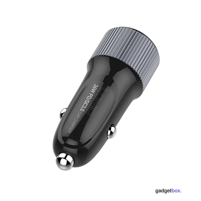 Автомобильное зарядное устройство LDNIO C510Q 2*USB（A,C) Lightning Чёрный
