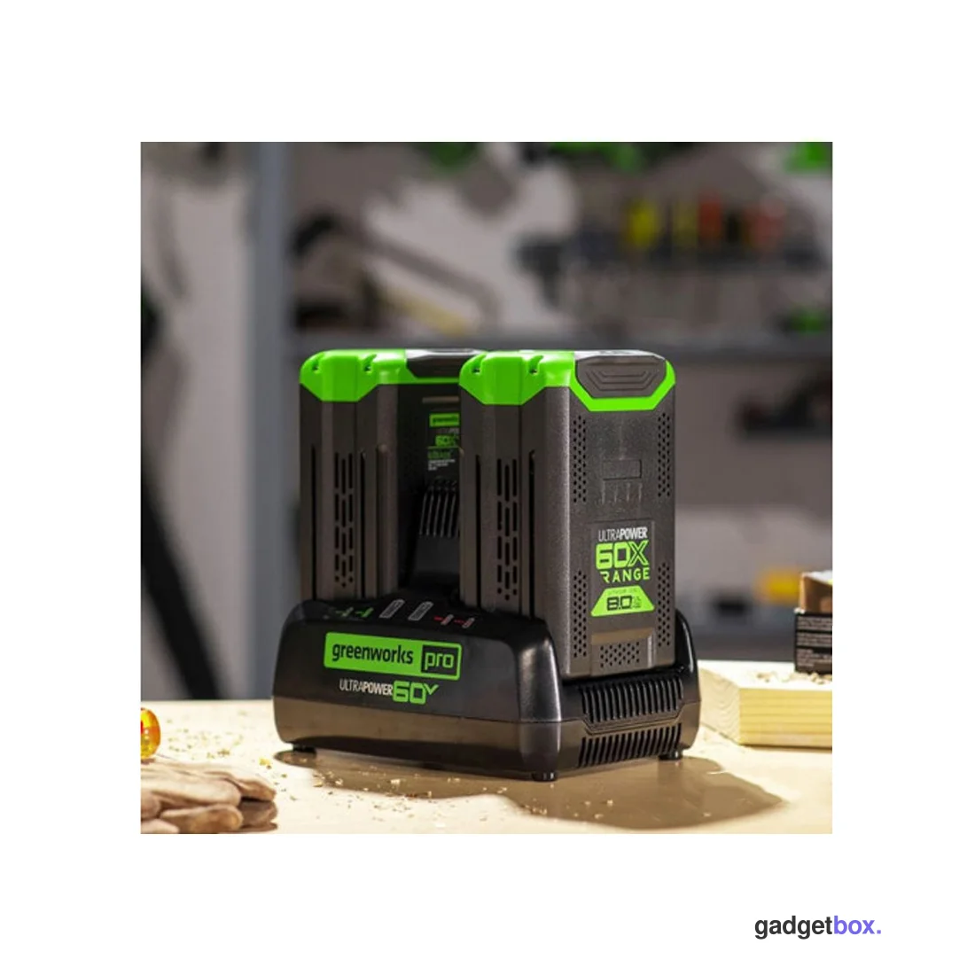 Быстрое зарядное устройство для двух аккумуляторов Greenworks 2954407 60V 10А