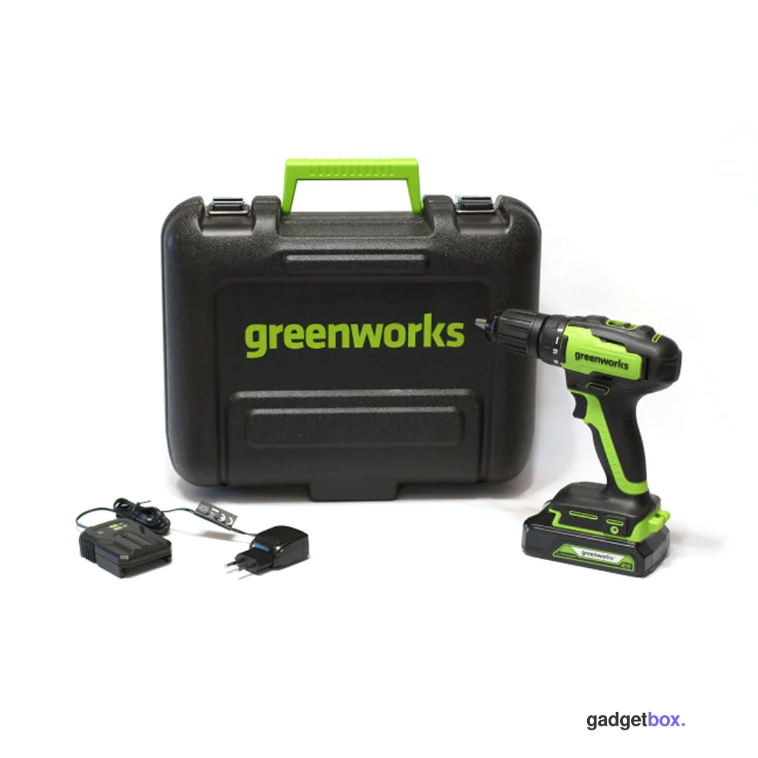Дрель-шуруповерт аккумуляторная Greenworks 3704007UA, 24V, c 1хАКБ 2 Ач и ЗУ в кейсе