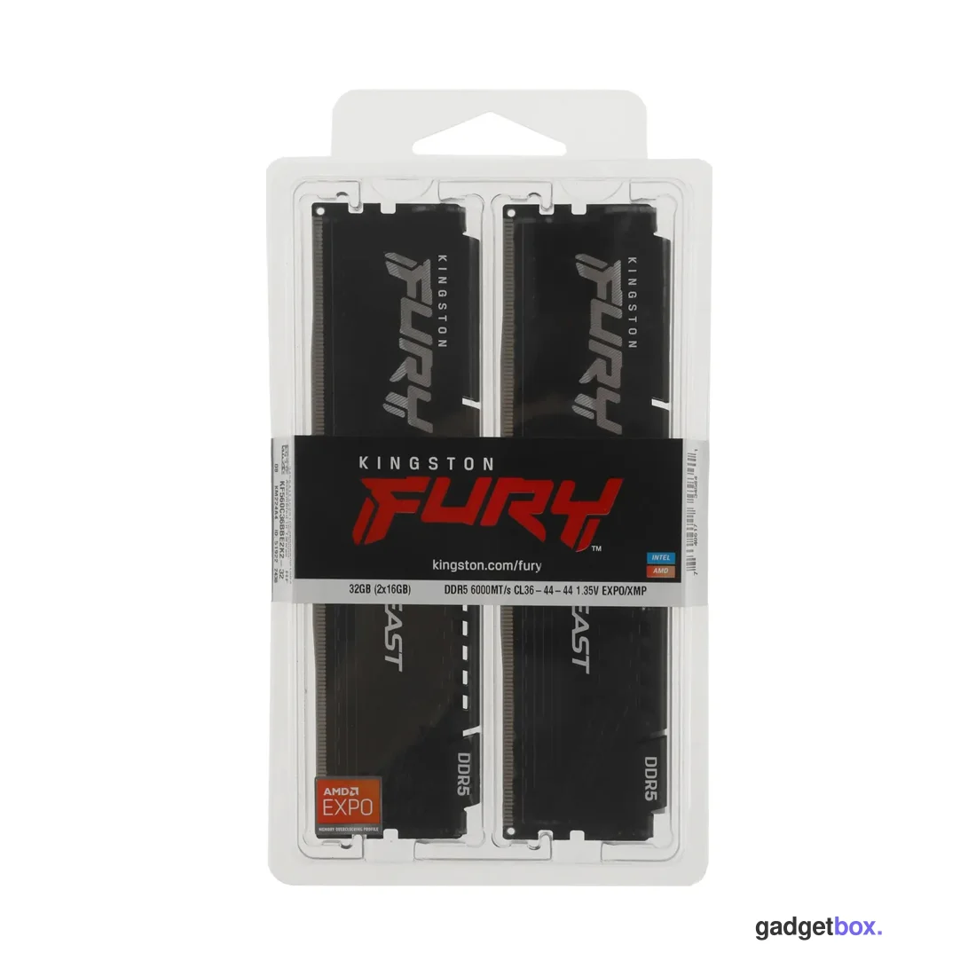 Комплект модулей памяти Kingston FURY Beast Black KF560C36BBE2K2-32 DDR5 32GB (Kit 2x16GB) 6000MHz