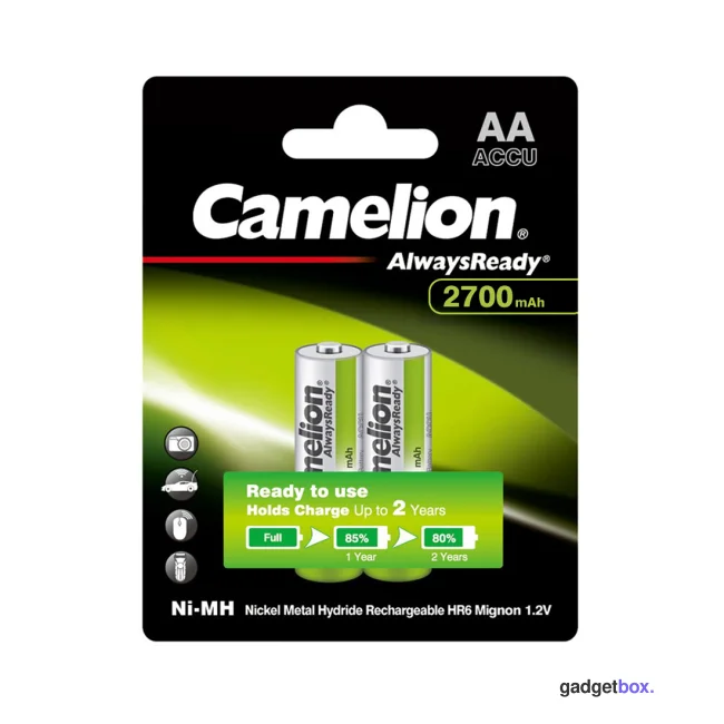 Аккумулятор CAMELION AlwaysReady Ni-MH Rechargeable NH-AA2700ARBP2 2 шт. в блистере