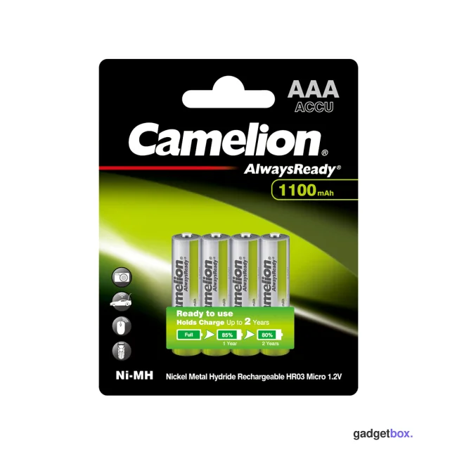 Аккумулятор CAMELION AlwaysReady Ni-MH Rechargeable NH-AAA1100ARBP4 4 шт. в блистере