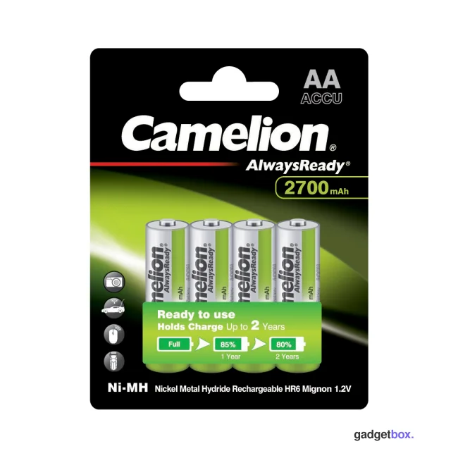 Аккумулятор CAMELION AlwaysReady Ni-MH Rechargeable NH-AA2700ARBP4 4 шт. в блистере
