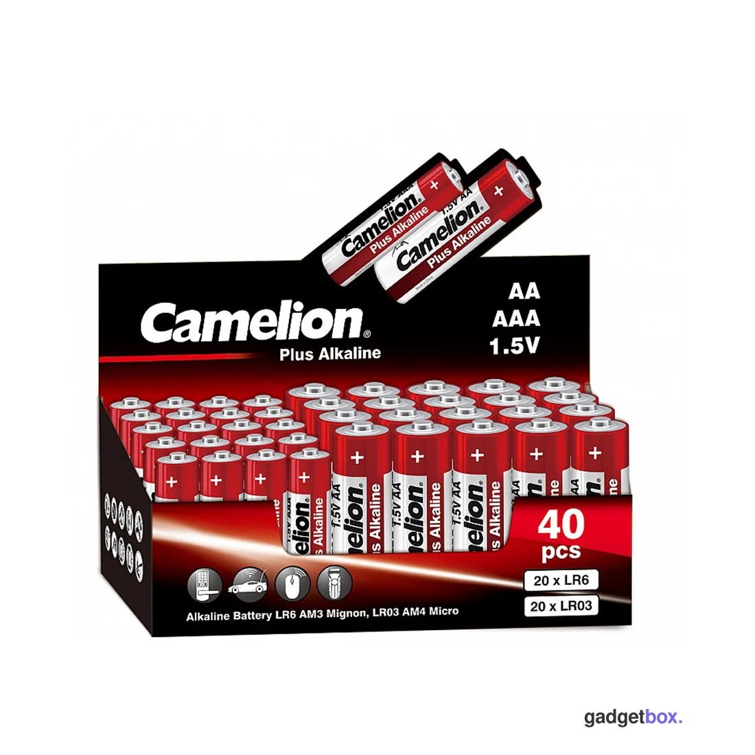 Батарейка CAMELION Plus Alkaline 20LR6+20LR03-SP4-CB 40 шт. в упак.