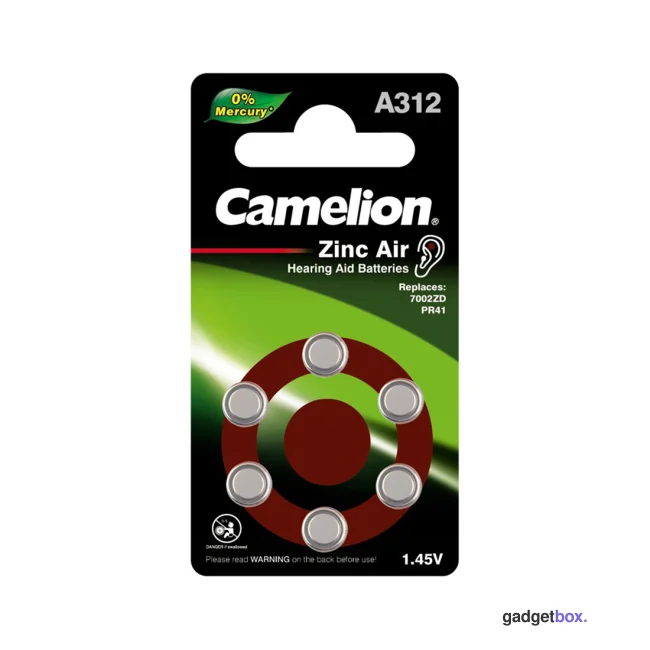 Батарейка CAMELION Zinc Air A312-BP6(0%Hg) 6 шт. в блистере