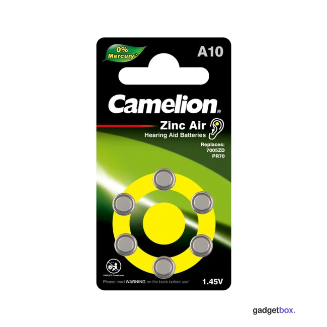 Батарейка CAMELION Zinc Air A10-BP6(0%Hg) 6 шт. в блистере