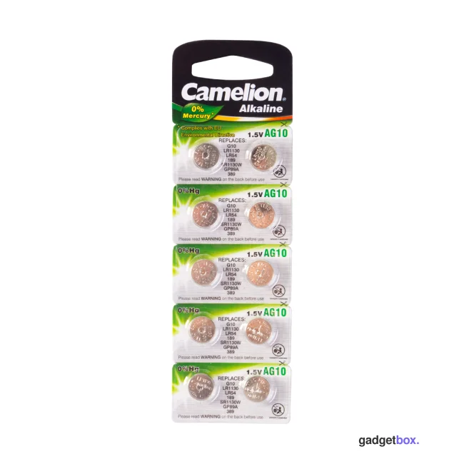 Батарейка CAMELION Alkaline AG10-BP10(0%Hg) 10 шт. в блистере