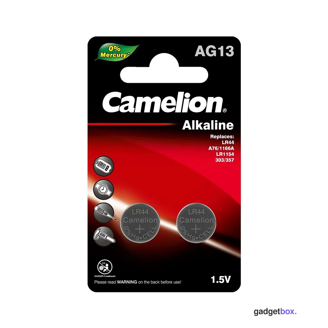Батарейка CAMELION Alkaline AG13-BP2(0%Hg) 2шт. в блистере