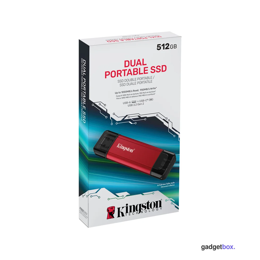 Внешний SSD диск Kingston 512GB Dual Portable Красный