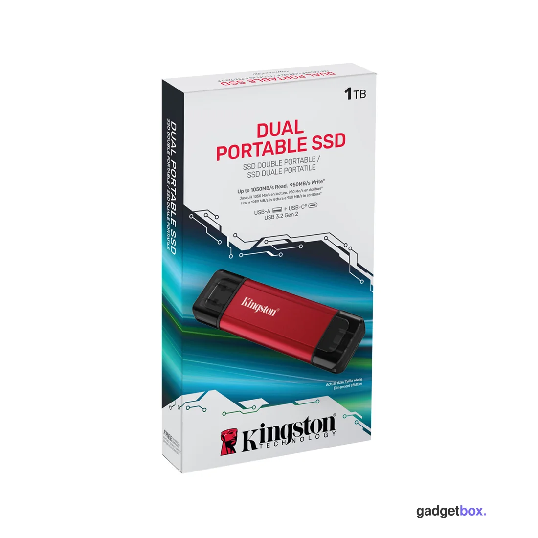 Внешний SSD диск Kingston 2TB Dual Portable Красный