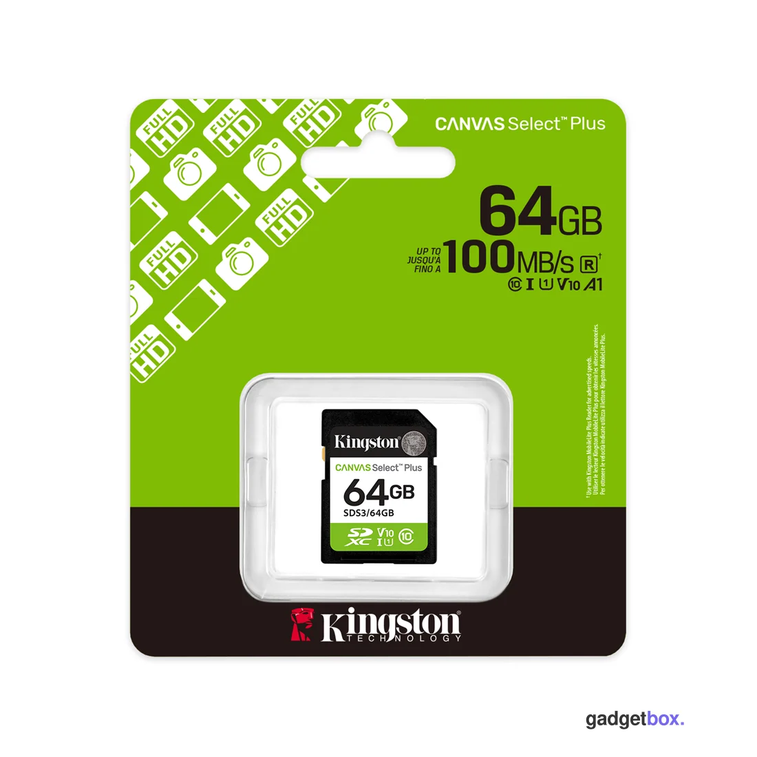 Карта памяти Kingston SDS3/64GB Canvas Select Plus C10 UHS-I U1 V10 64GB