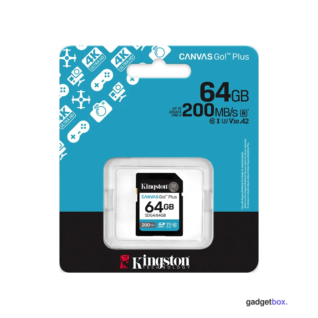 Карта памяти Kingston SDG4/64GB Canvas Go Plus Gen4 C10 UHS-I U3 V30 64GB
