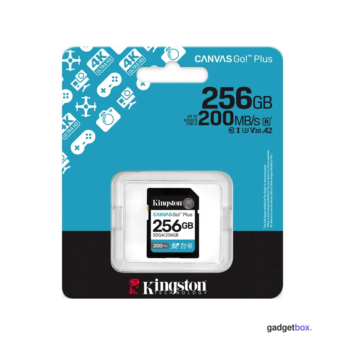 Карта памяти Kingston SDG4/256GB Canvas Go Plus Gen4 C10 UHS-I U3 V30 256GB