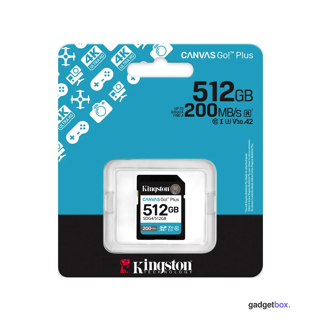 Карта памяти Kingston SDG4/512GB Canvas Go Plus Gen4 C10 UHS-I U3 V30 512GB
