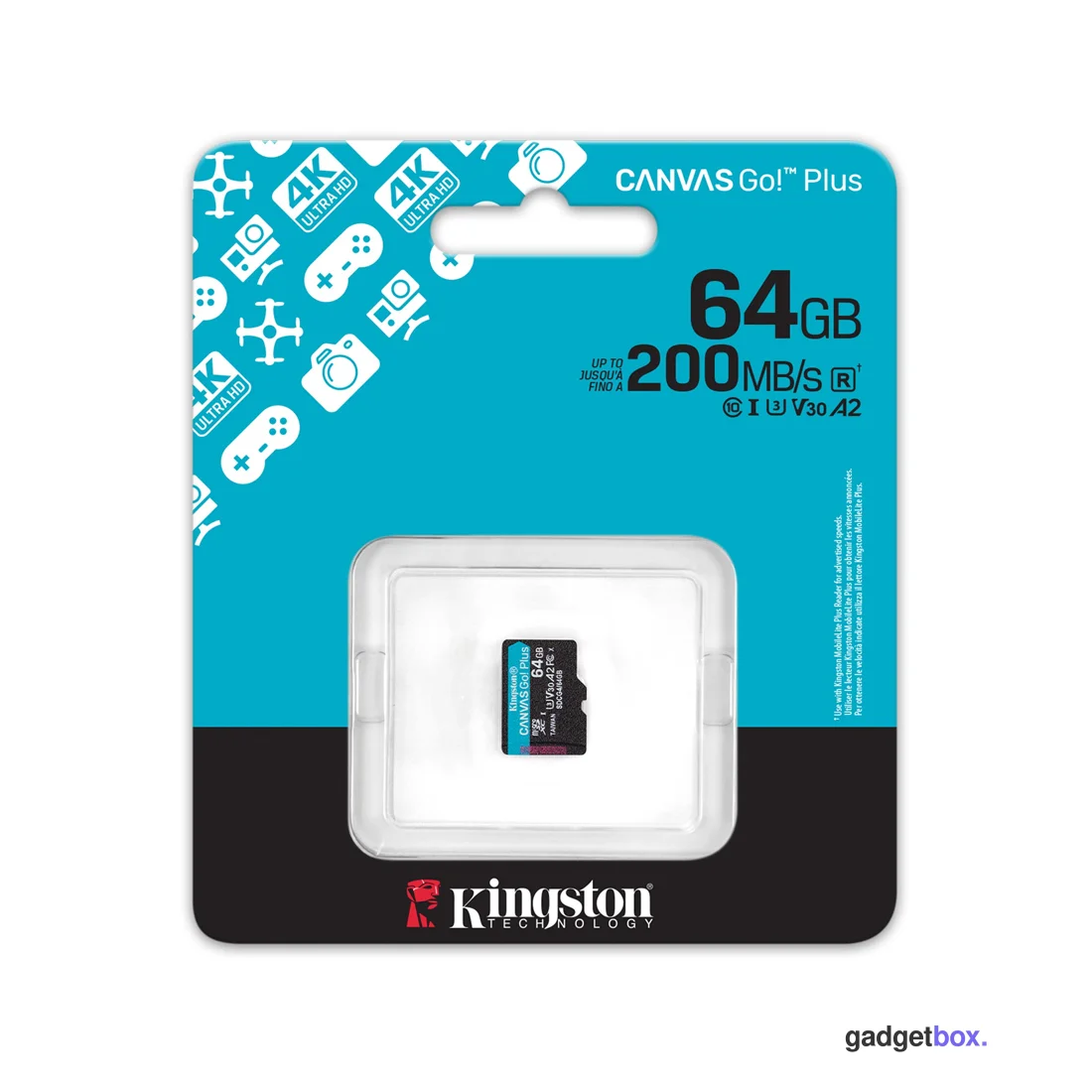Карта памяти Kingston SDCG4/64GBSP Canvas Go Plus A2 U3 V30 64GB
