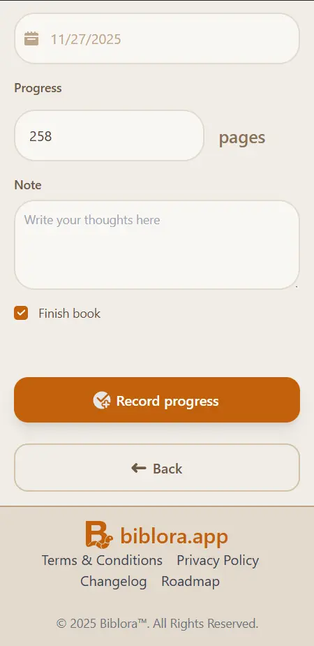 Finish a book and move it to your completed list