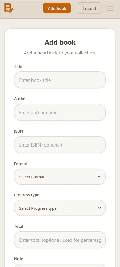 Add a book to your collection in Biblora