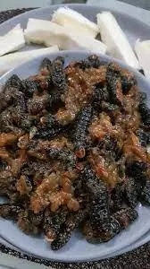 Braised Forest Caterpillars with Native Herbs (Minkong)