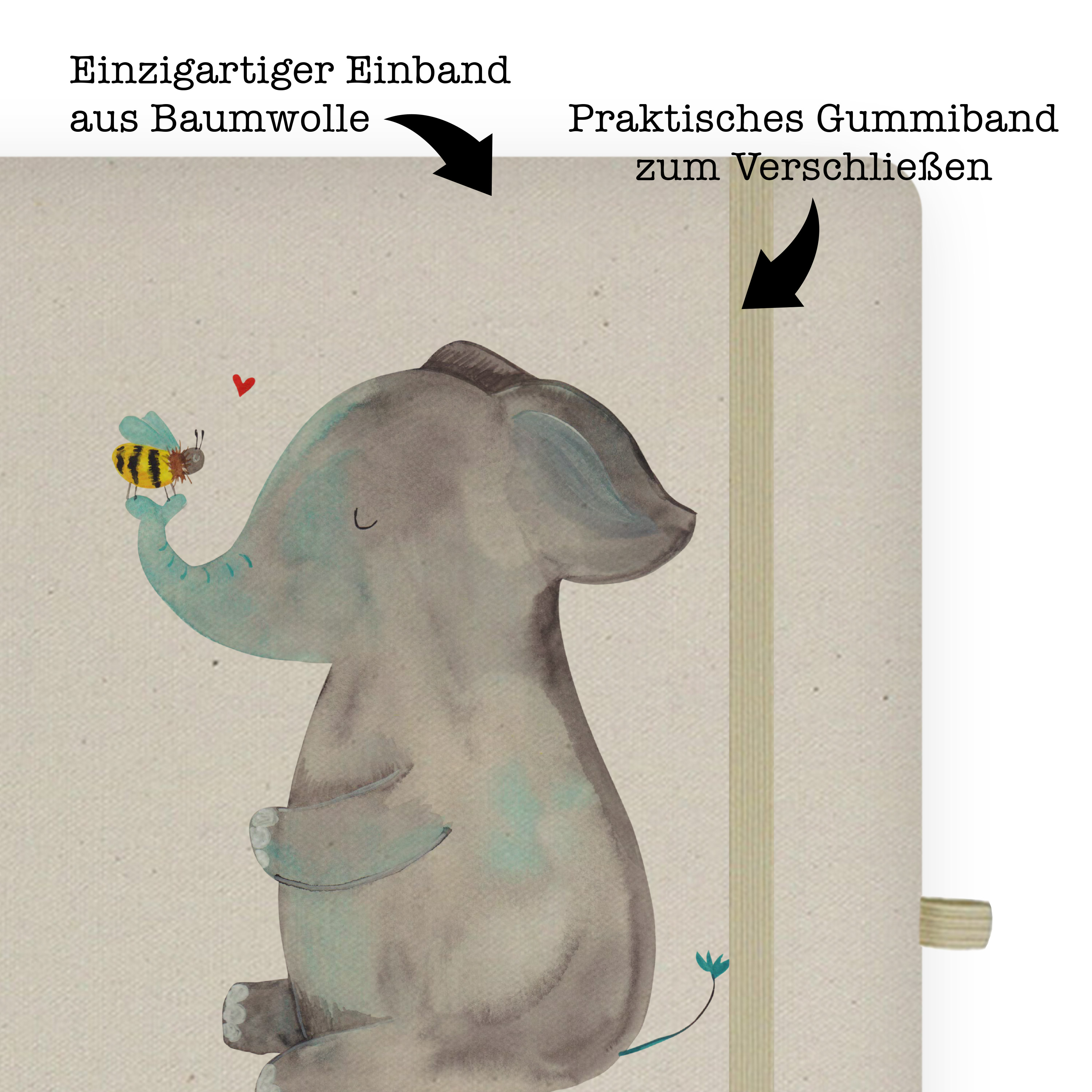 Baumwoll Notizbuch Elefant Biene