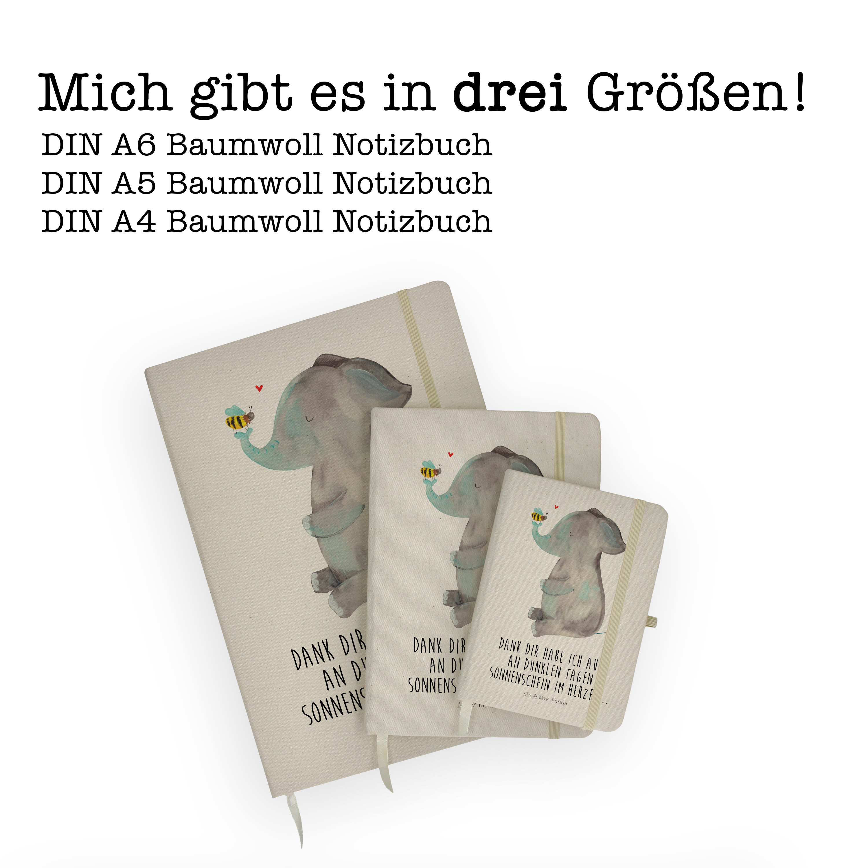 Baumwoll Notizbuch Elefant Biene