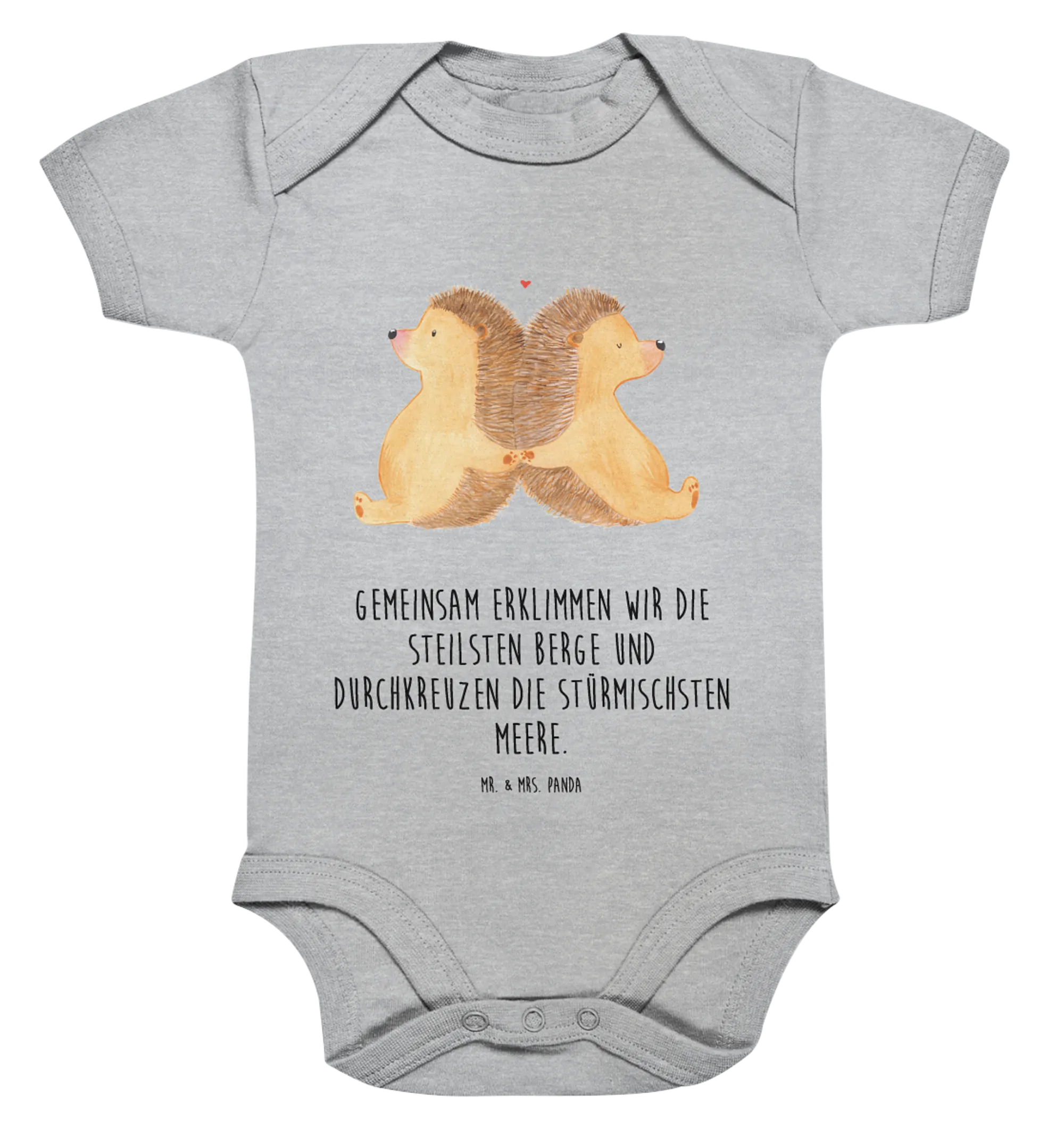 Organic Baby Body Igel händchenhaltend