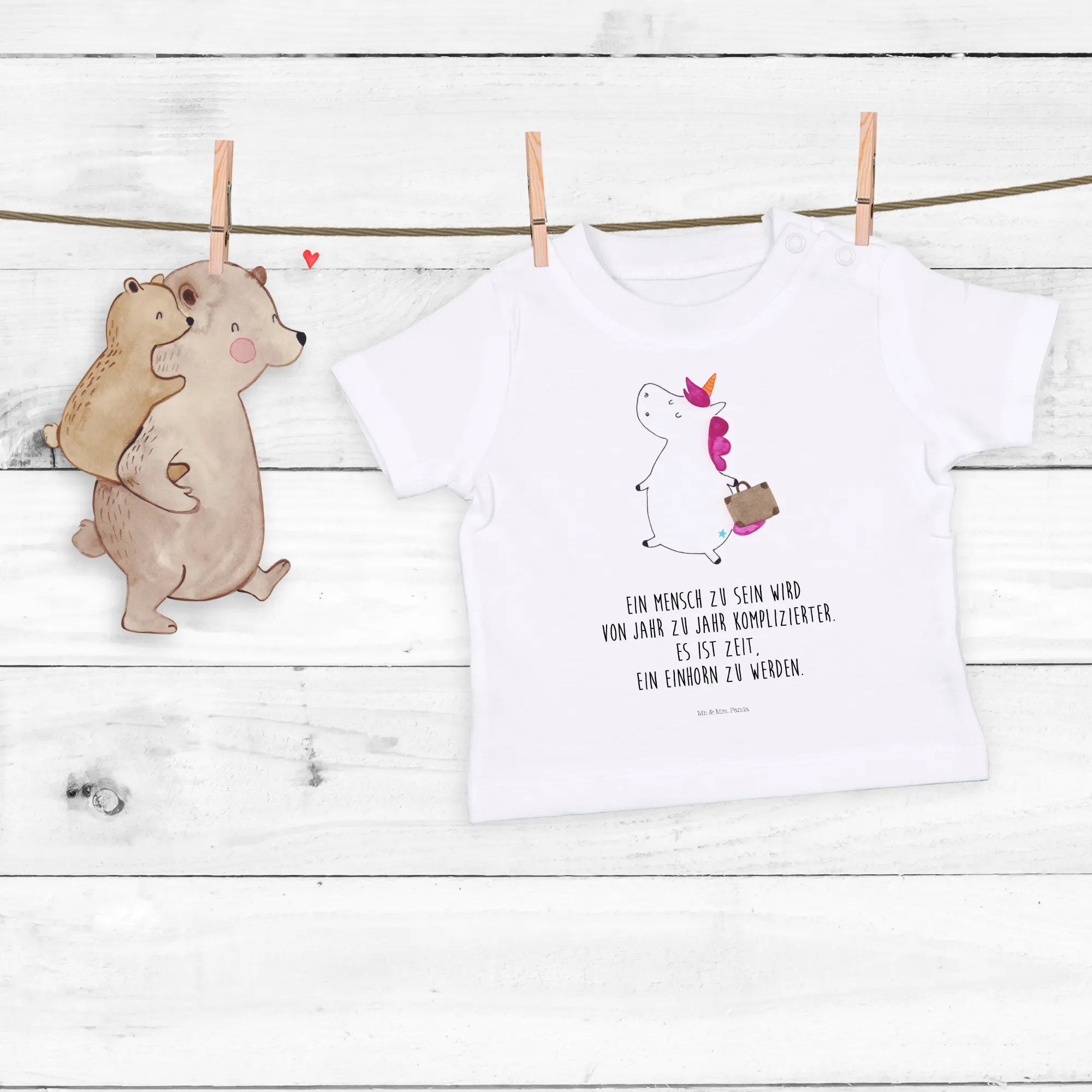 Organic Baby Shirt Einhorn Koffer