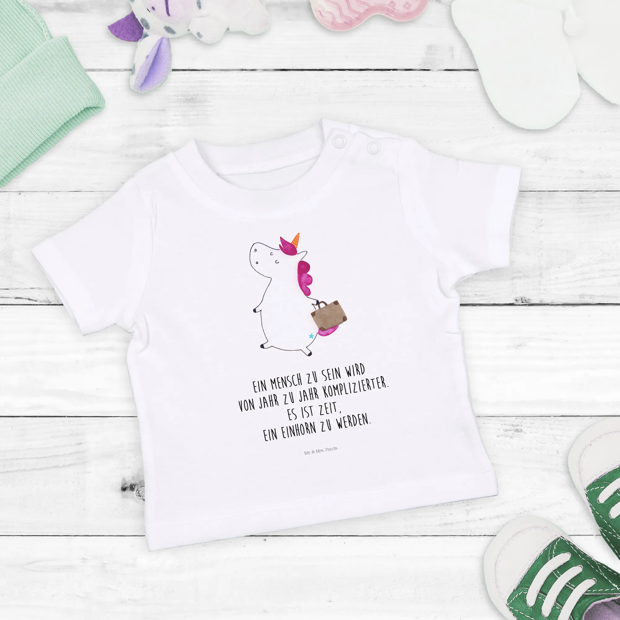 Organic Baby Shirt Einhorn Koffer