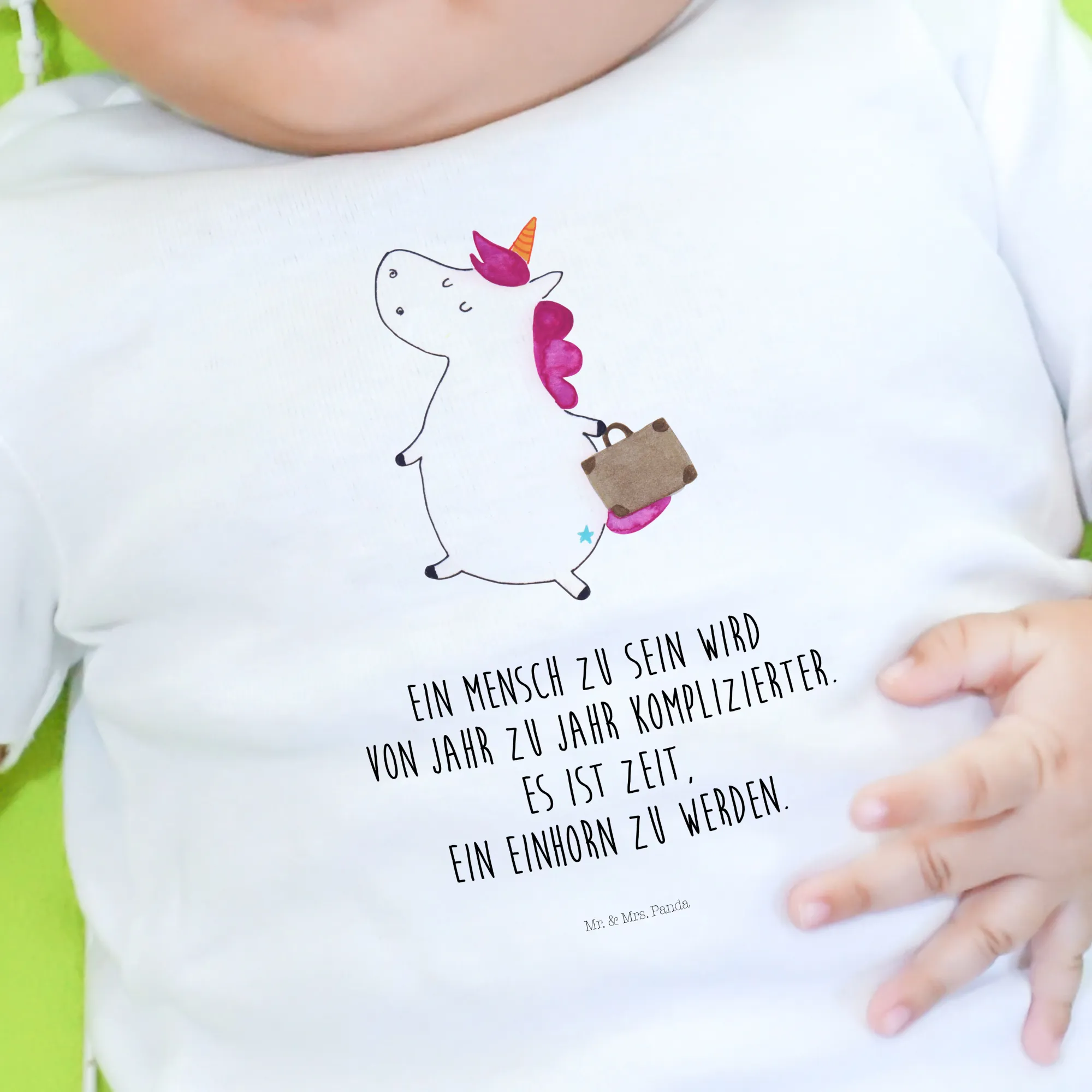 Organic Baby Shirt Einhorn Koffer