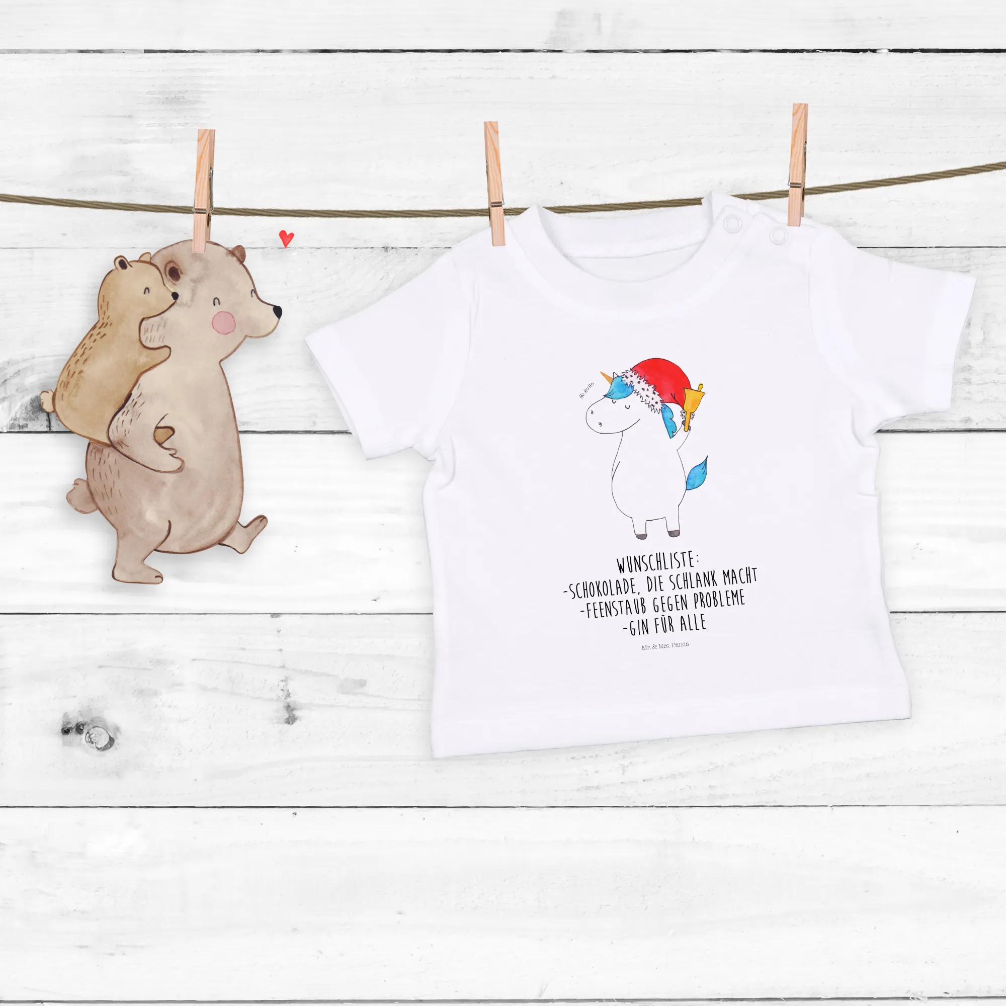 Organic Baby Shirt Einhorn Weihnachtsmann