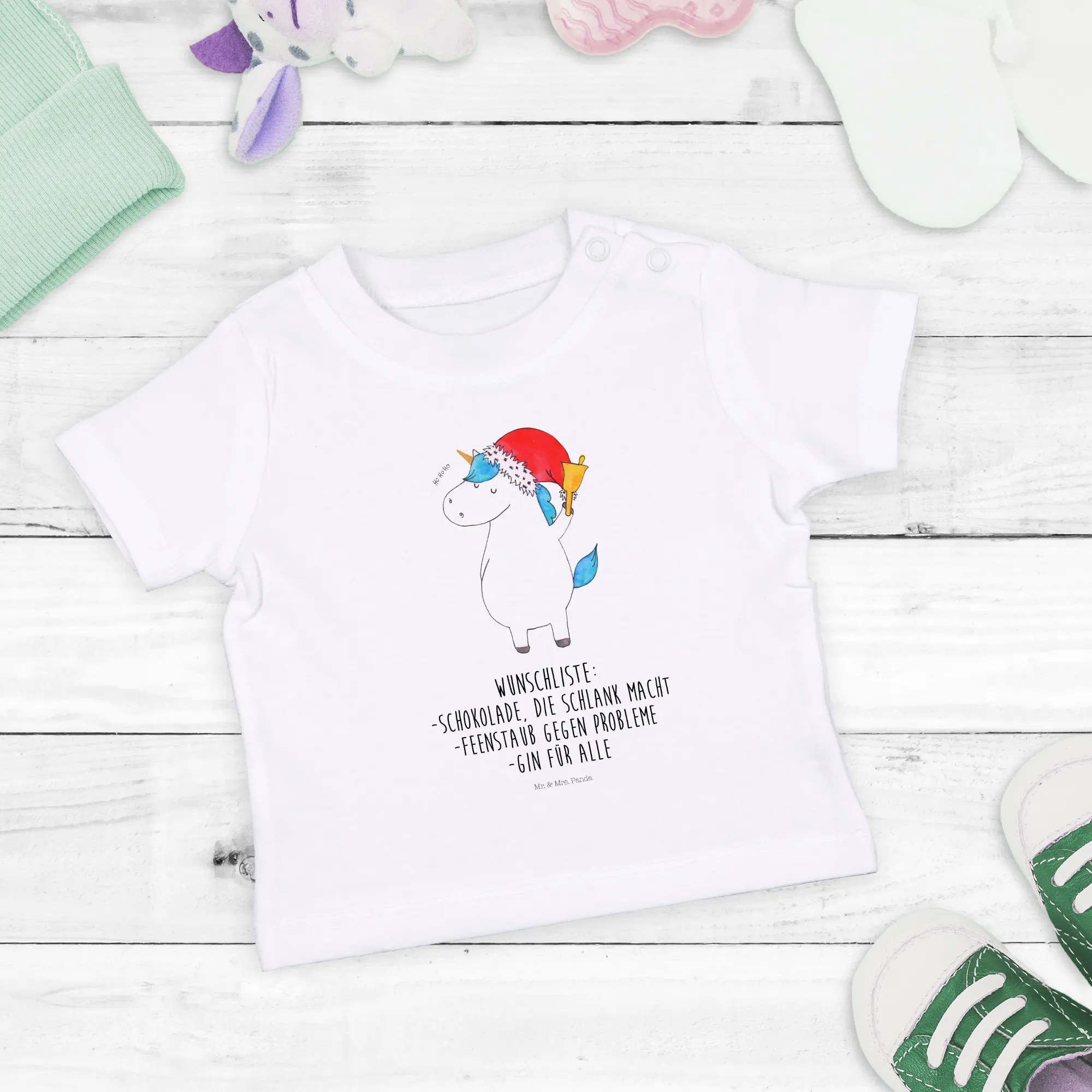 Organic Baby Shirt Einhorn Weihnachtsmann