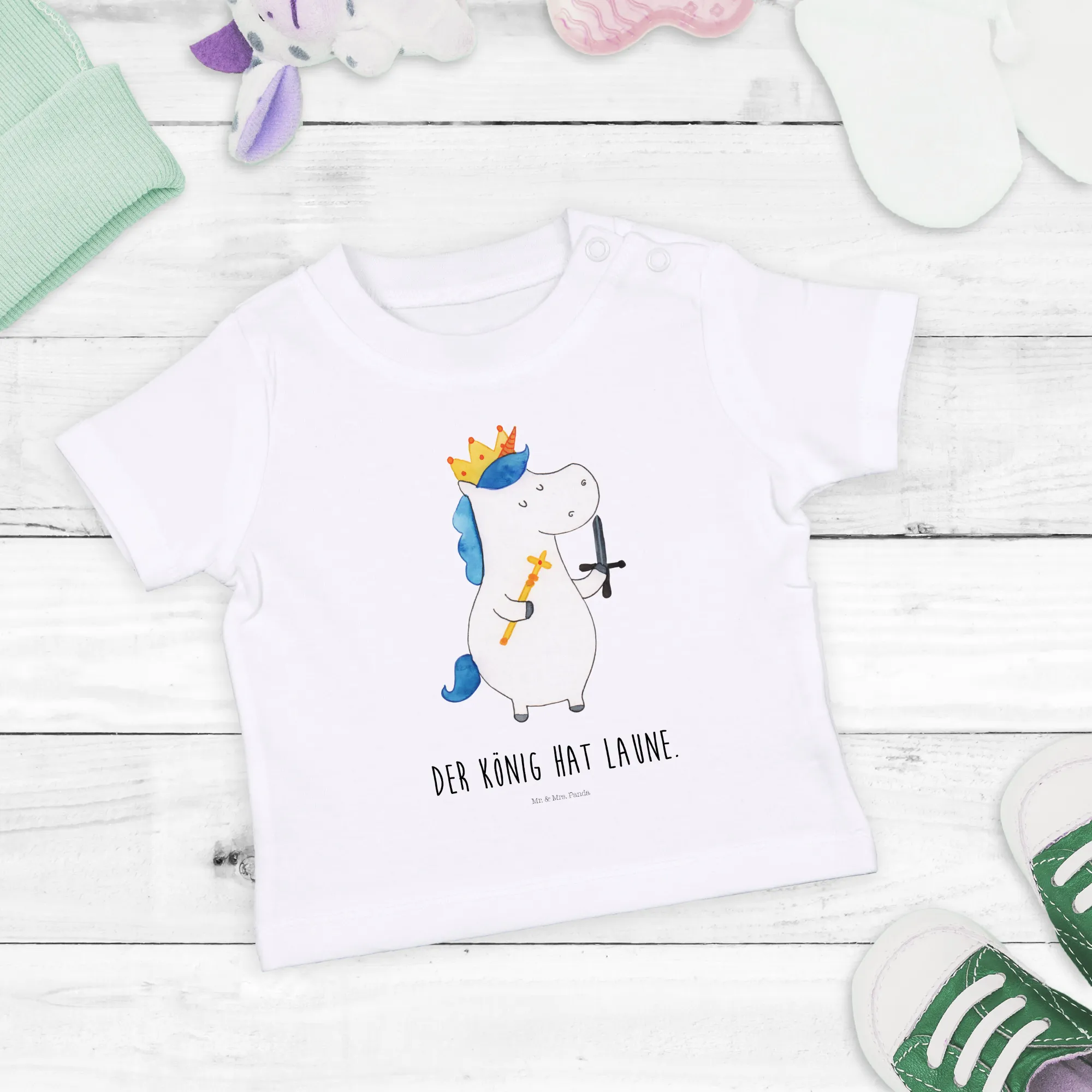 Organic Baby Shirt Einhorn König mit Schwert