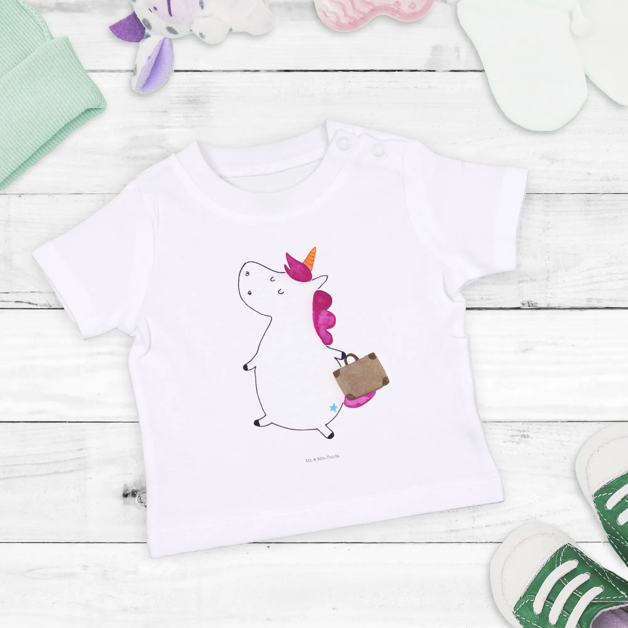 Organic Baby Shirt Einhorn Koffer