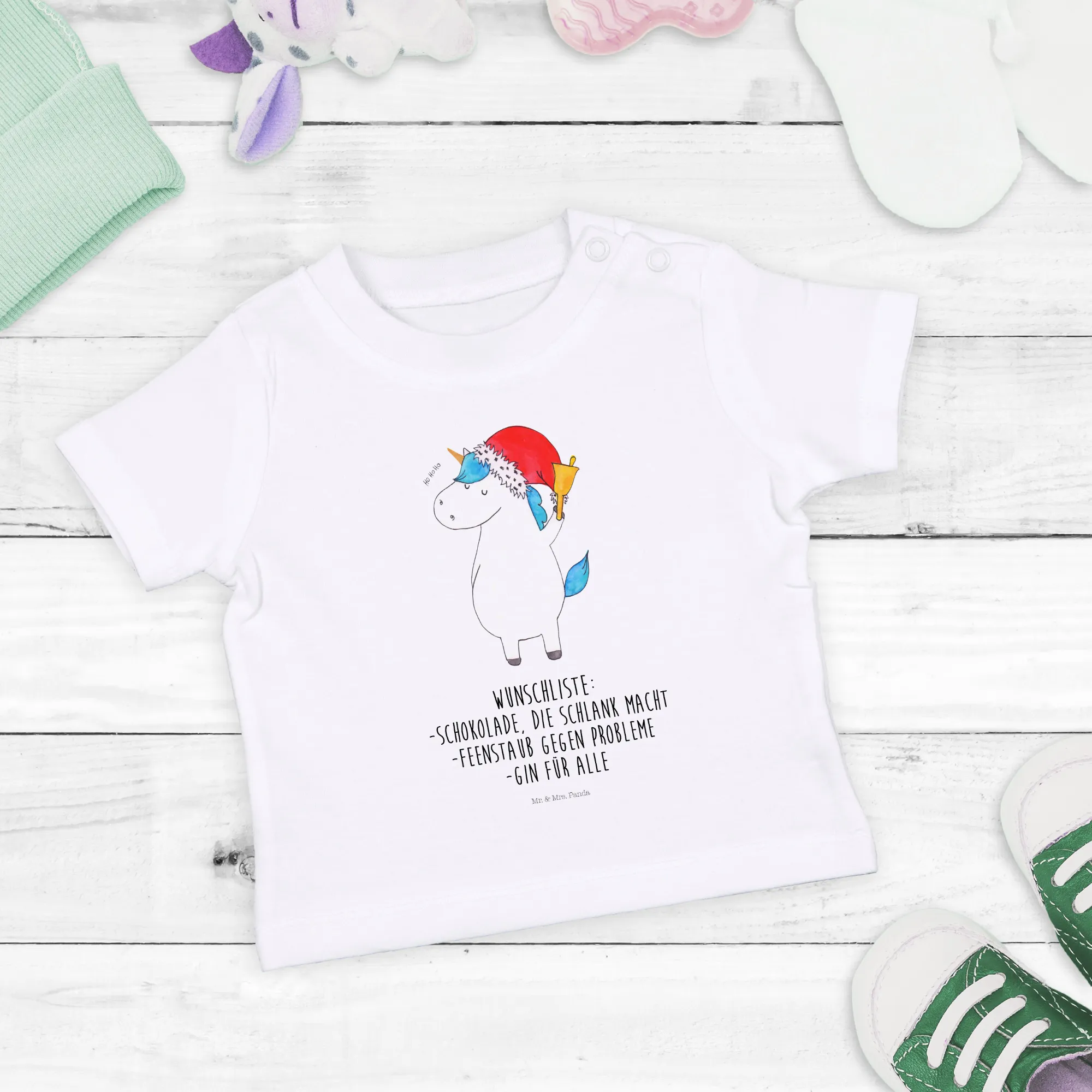 Organic Baby Shirt Einhorn Weihnachtsmann