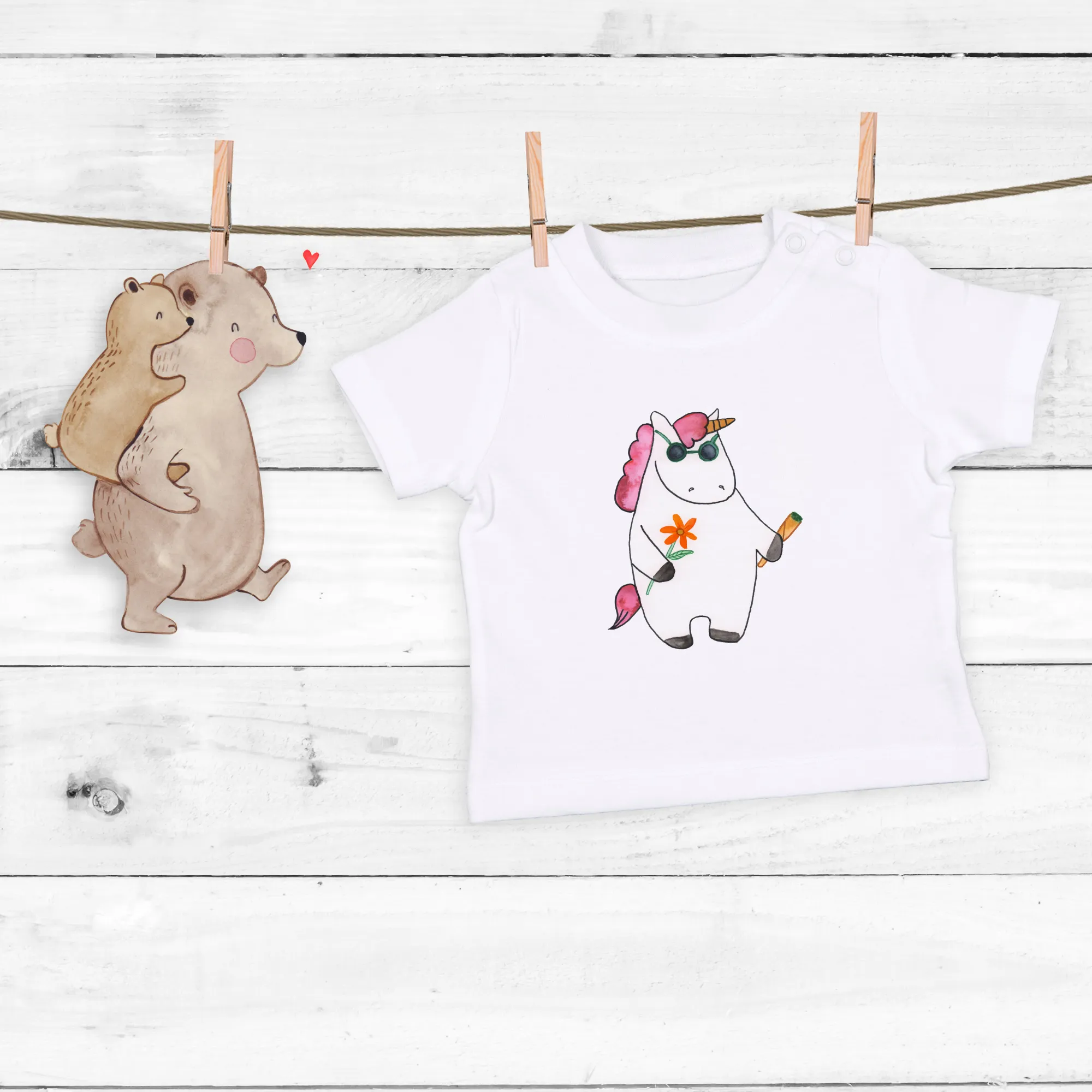 Organic Baby Shirt Einhorn Woodstock