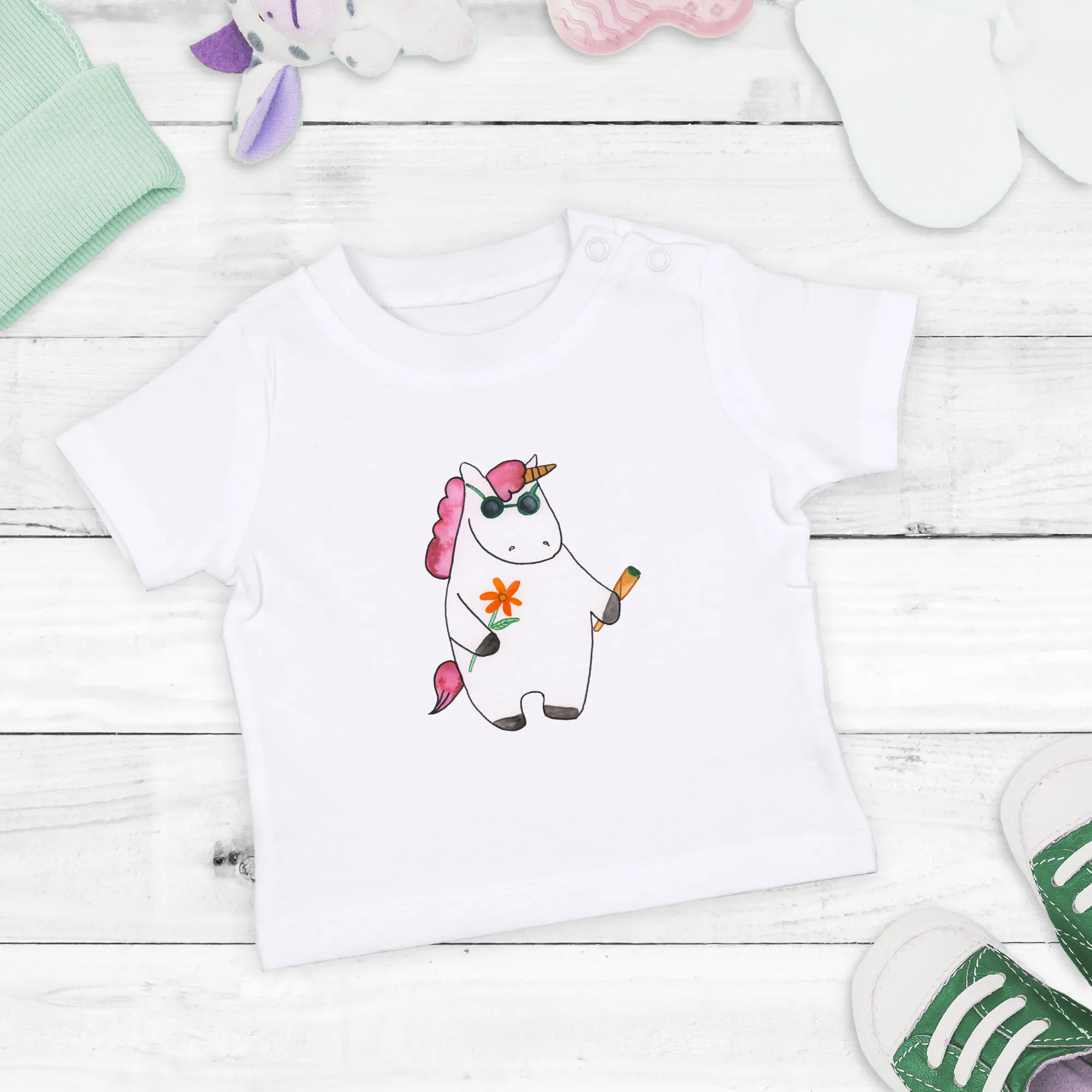 Organic Baby Shirt Einhorn Woodstock