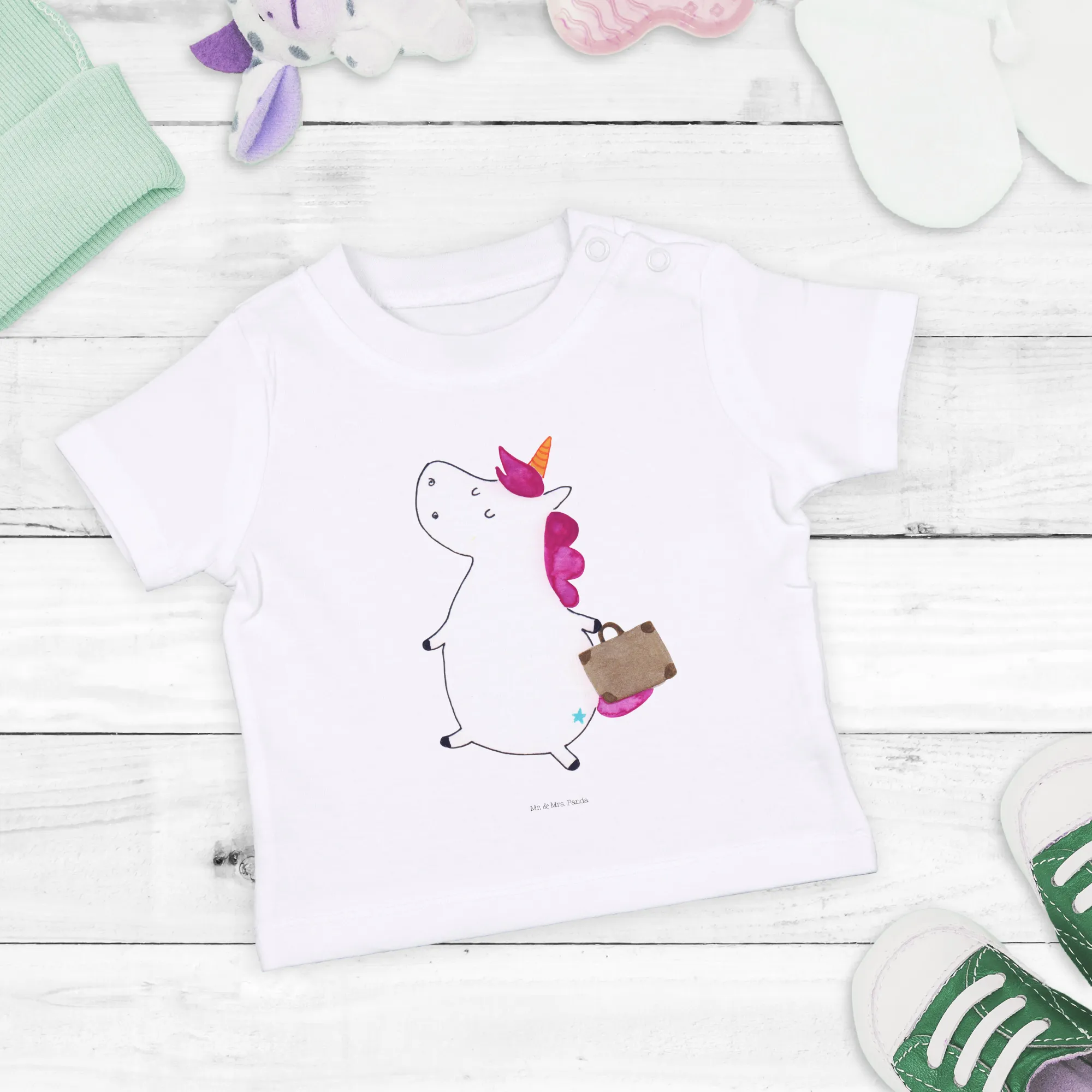 Organic Baby Shirt Einhorn Koffer