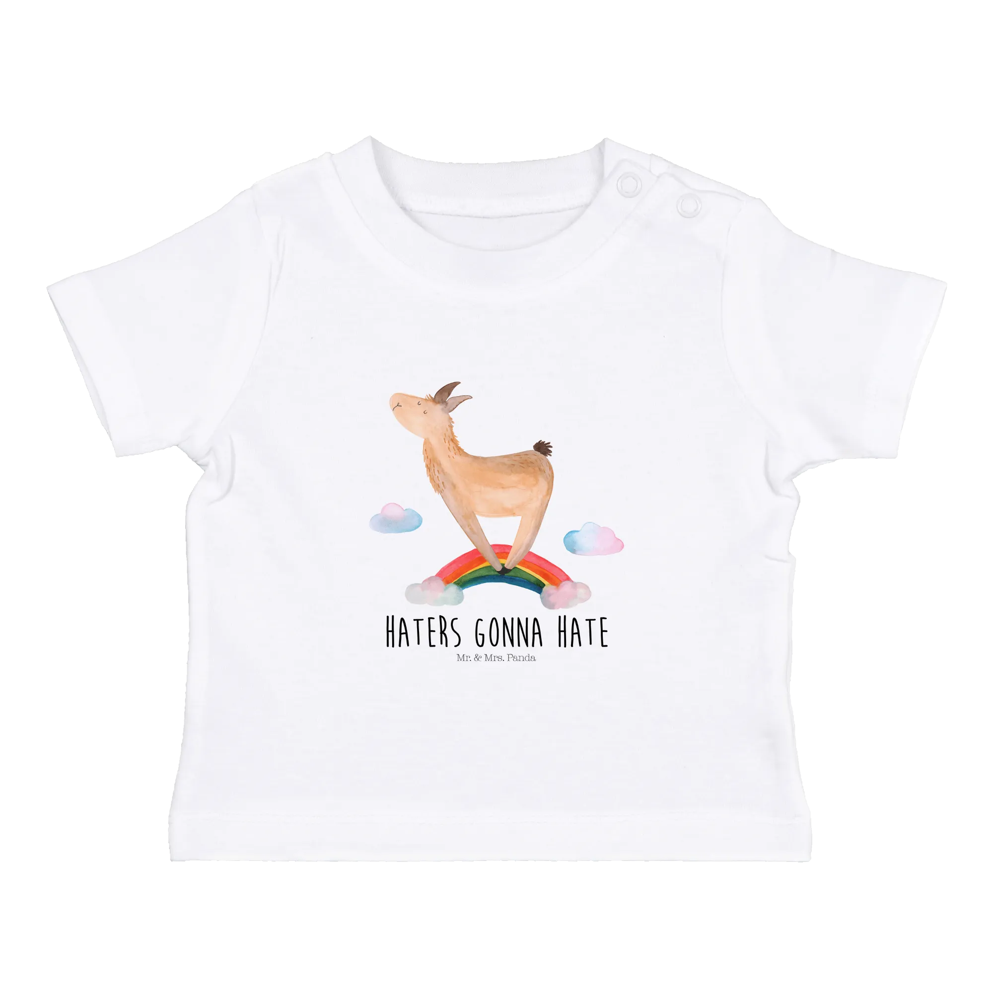 Organic Baby Shirt Lama Regenbogen