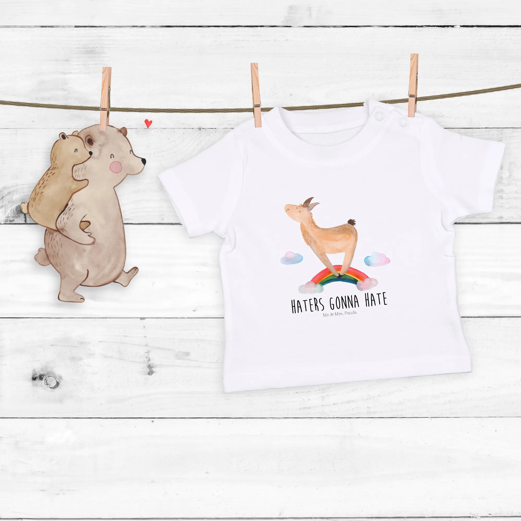 Organic Baby Shirt Lama Regenbogen