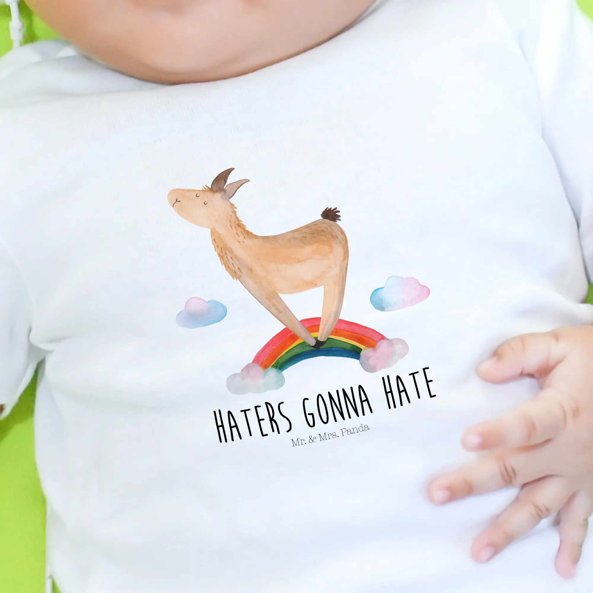 Organic Baby Shirt Lama Regenbogen