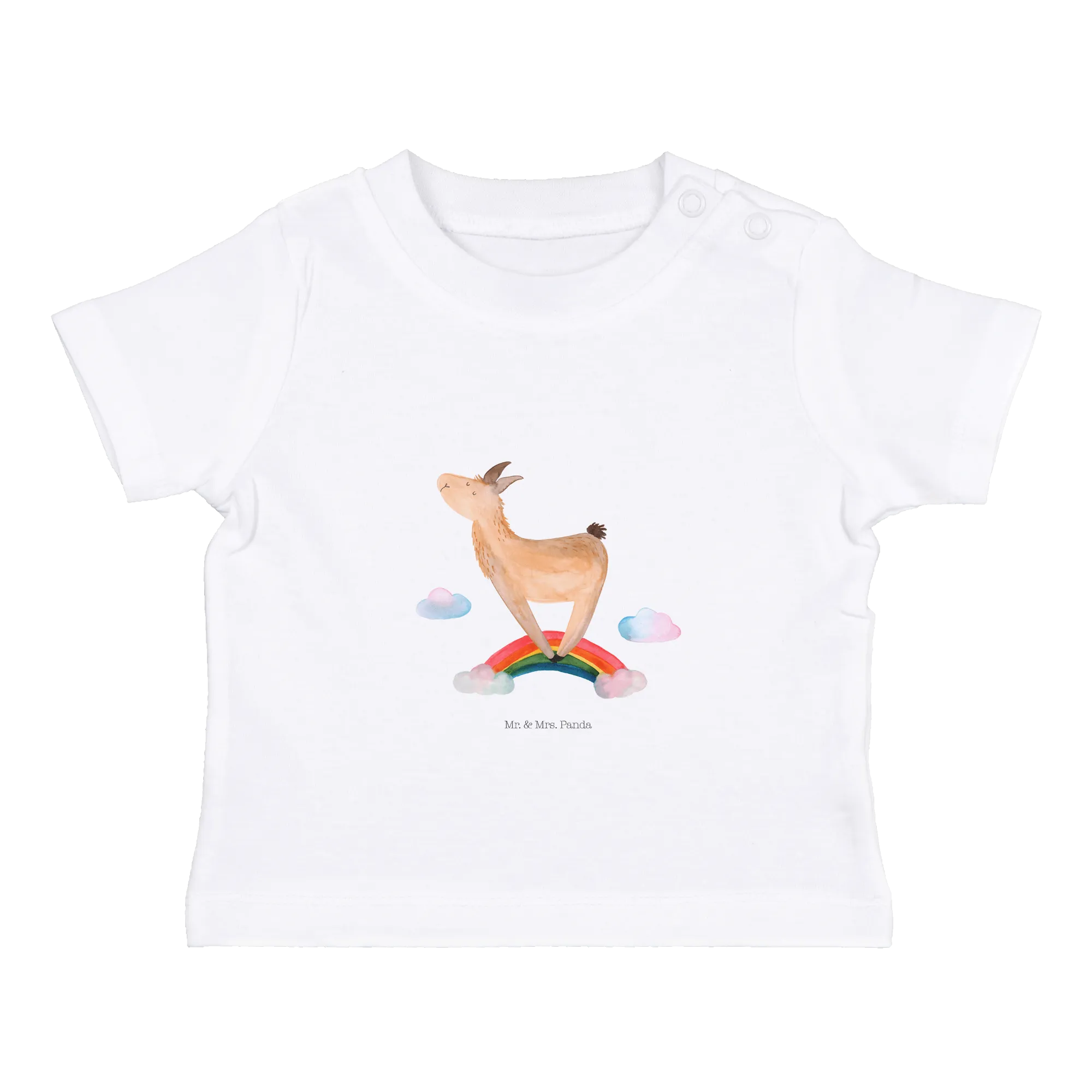 Organic Baby Shirt Lama Regenbogen