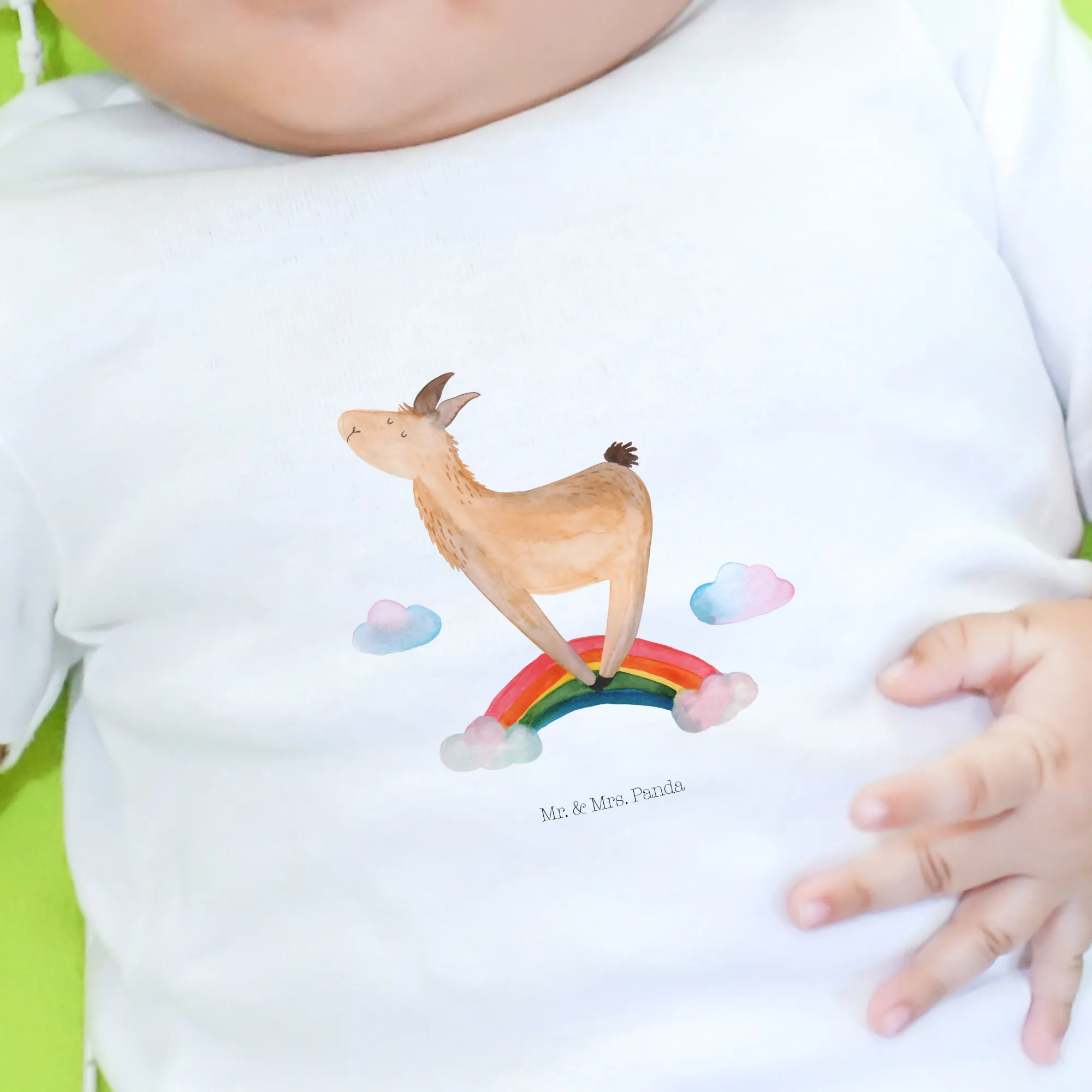 Organic Baby Shirt Lama Regenbogen