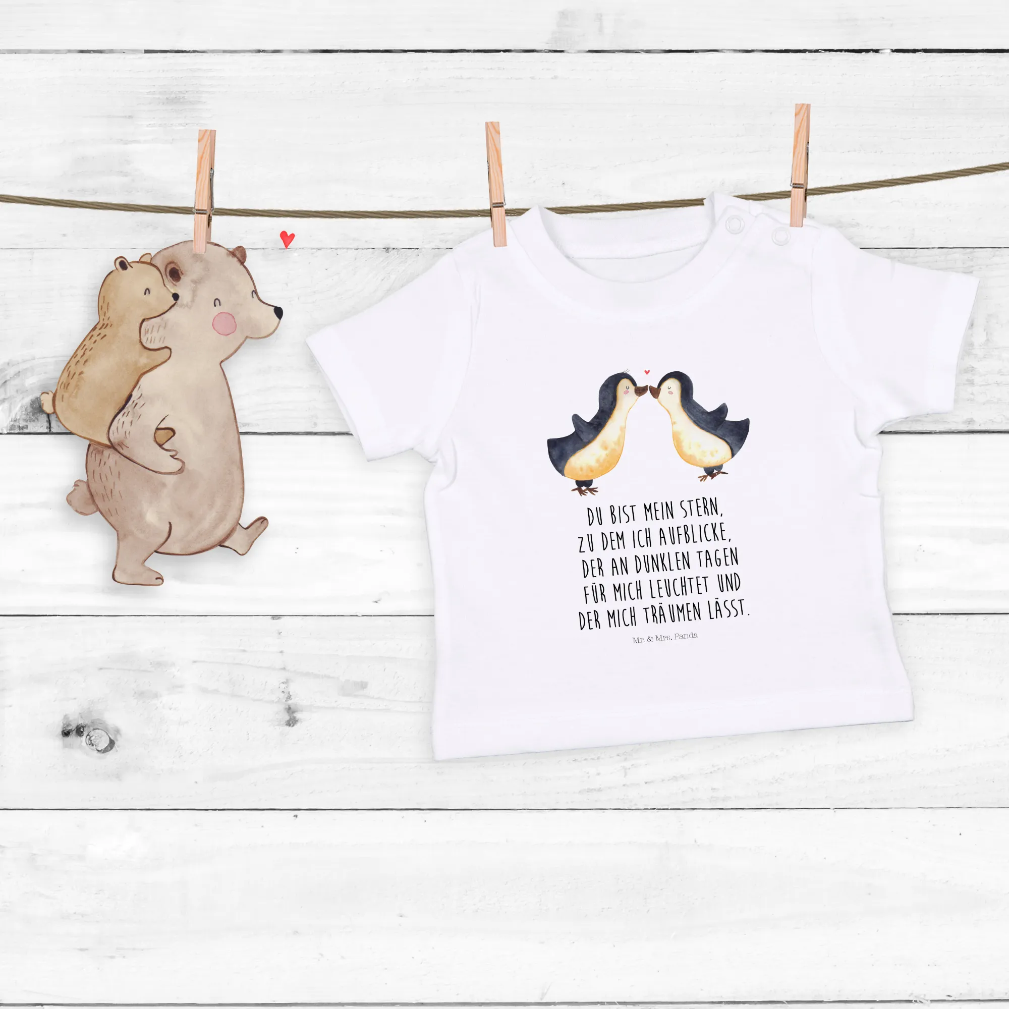 Organic Baby Shirt Pinguin Liebe