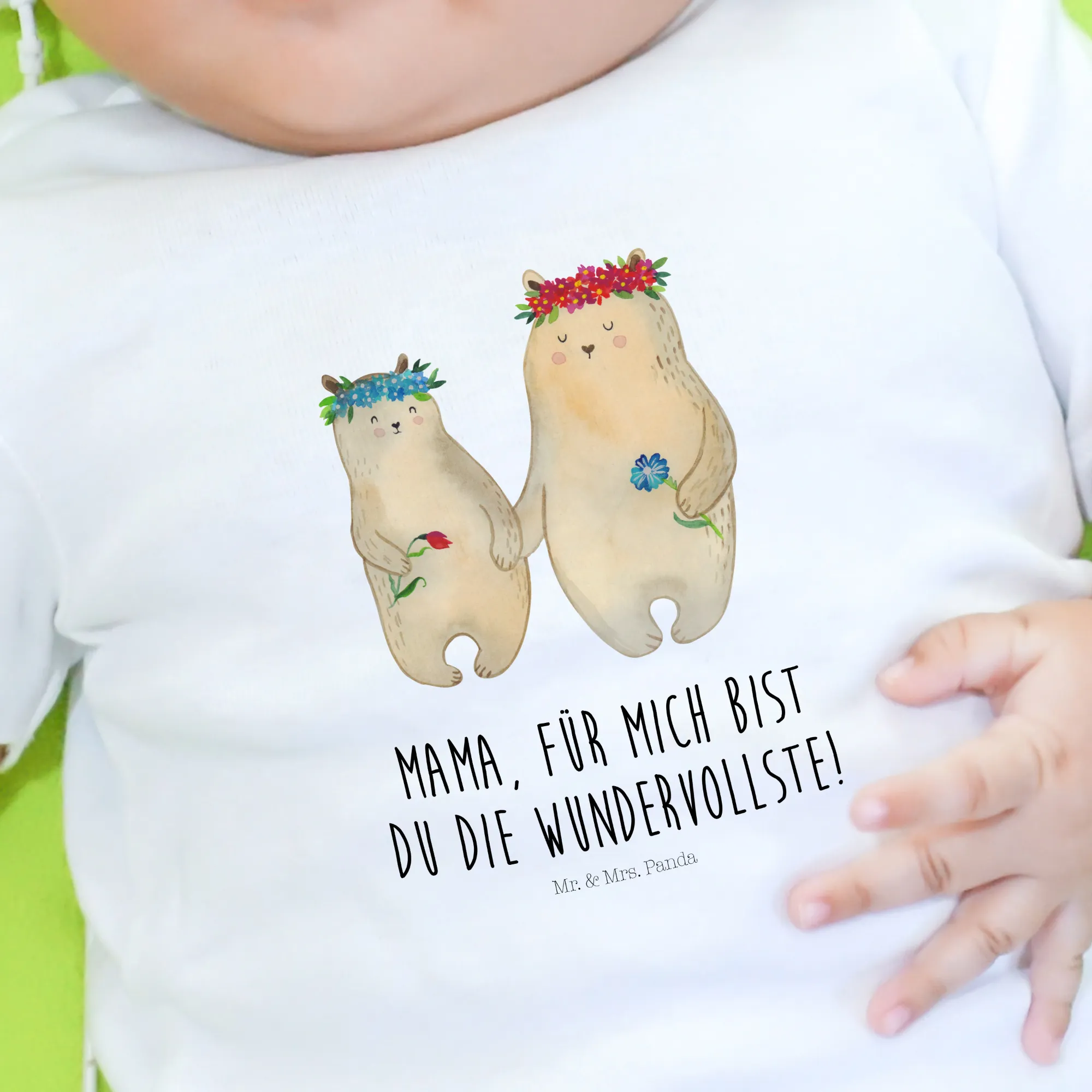 Organic Baby Shirt Bären mit Blumenkranz