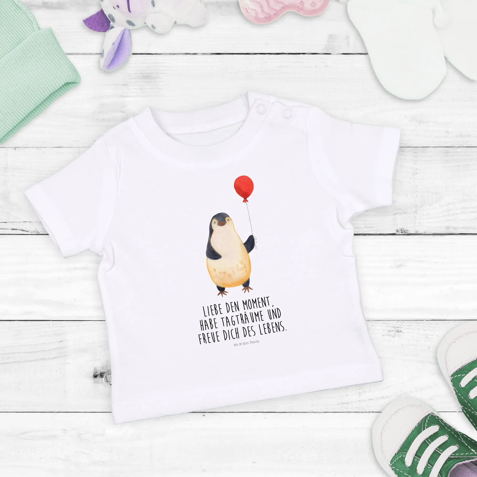 Organic Baby Shirt Pinguin Luftballon