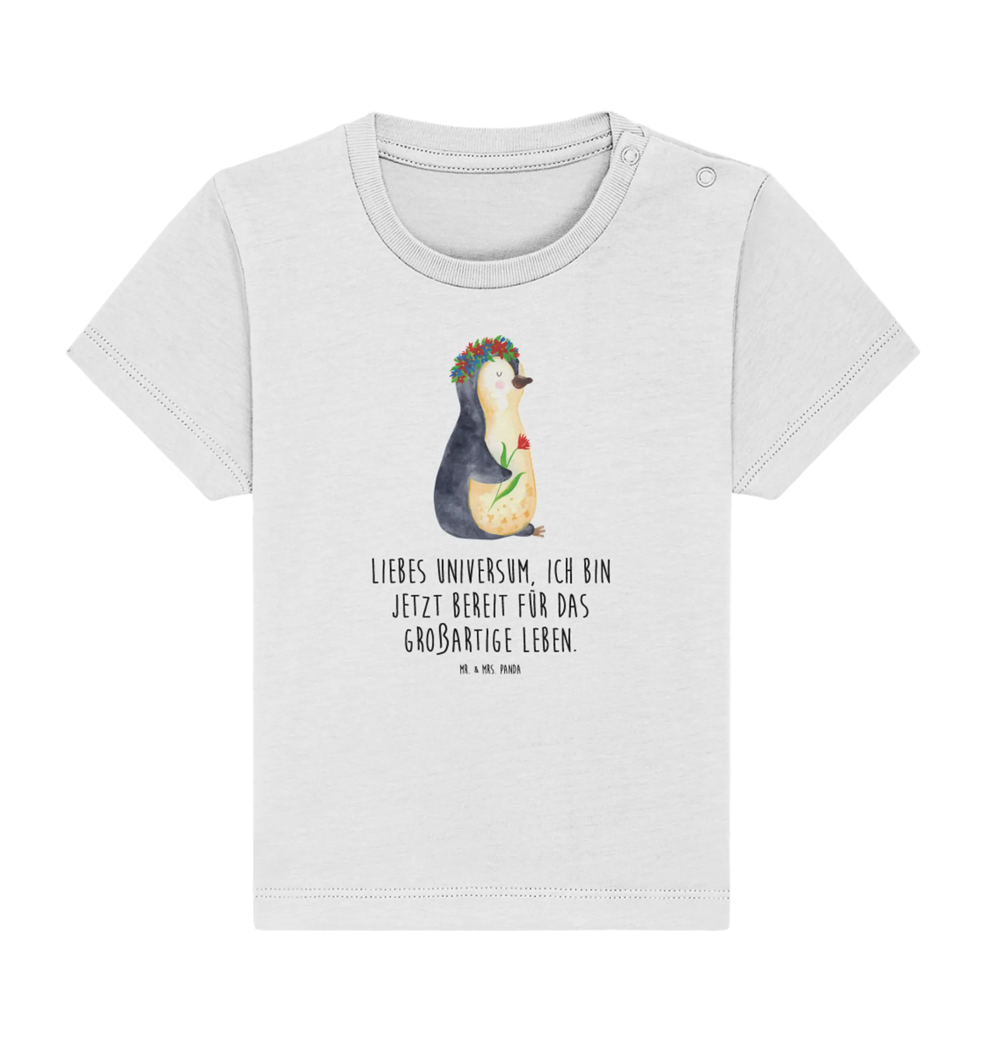 Organic Baby Shirt Pinguin Blumen